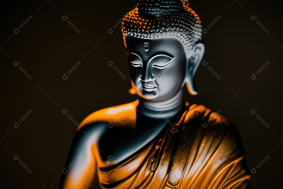 Linda escultura de buda sobre fundo isolado.