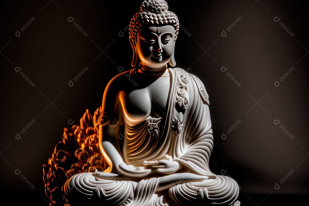 Linda escultura de buda sobre fundo isolado.