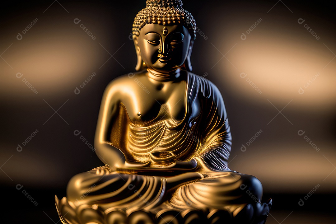 Linda escultura de buda sobre fundo isolado.