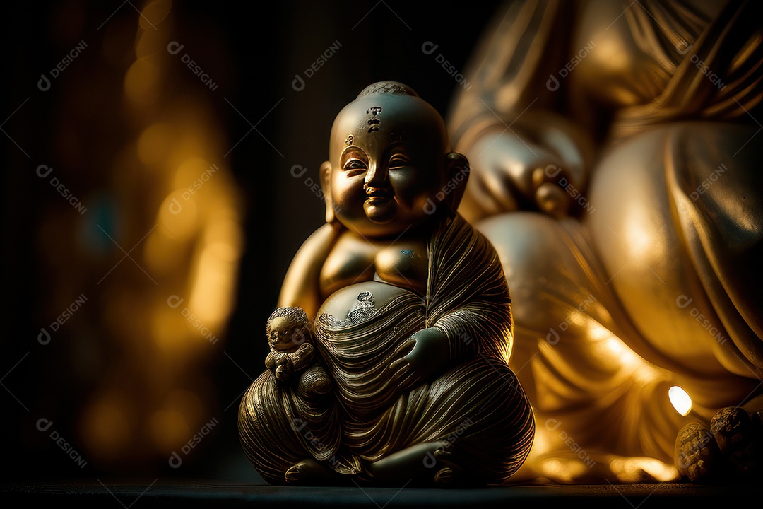 Linda escultura de buda sobre fundo isolado.