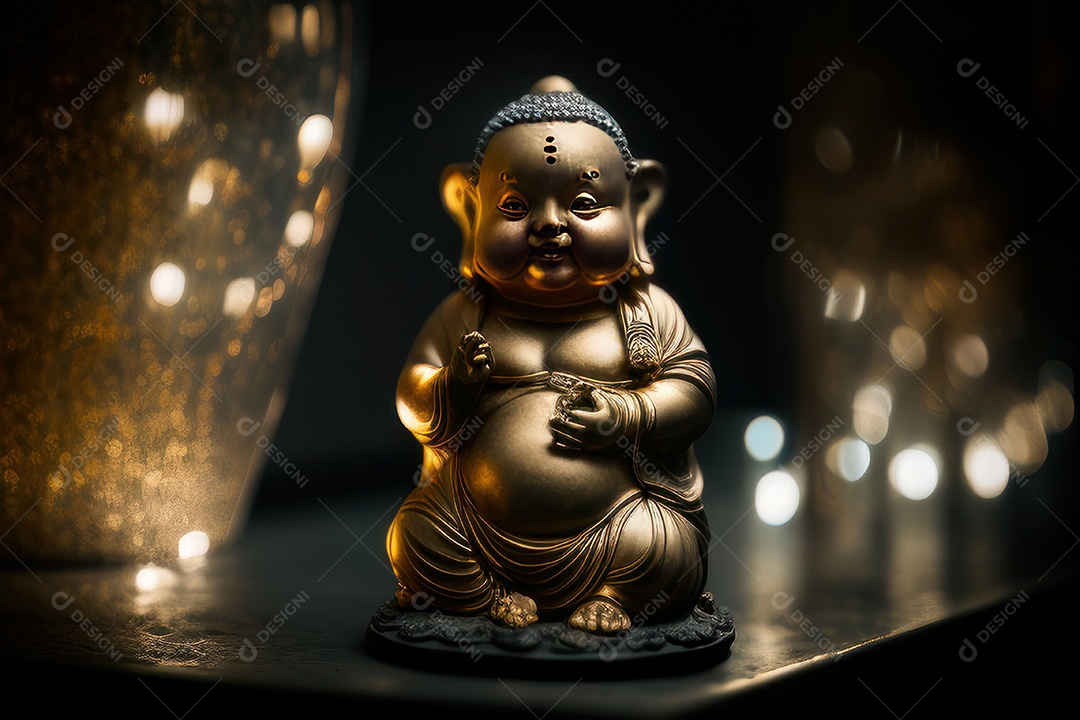 Linda escultura de buda sobre fundo isolado.