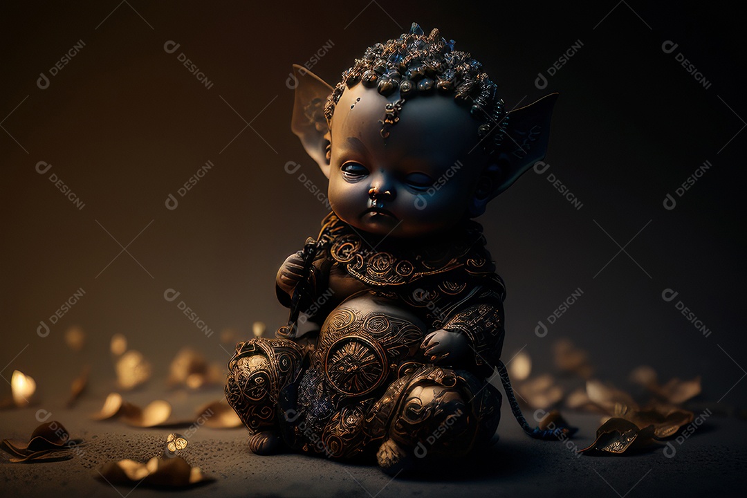 Linda escultura de buda sobre fundo isolado.