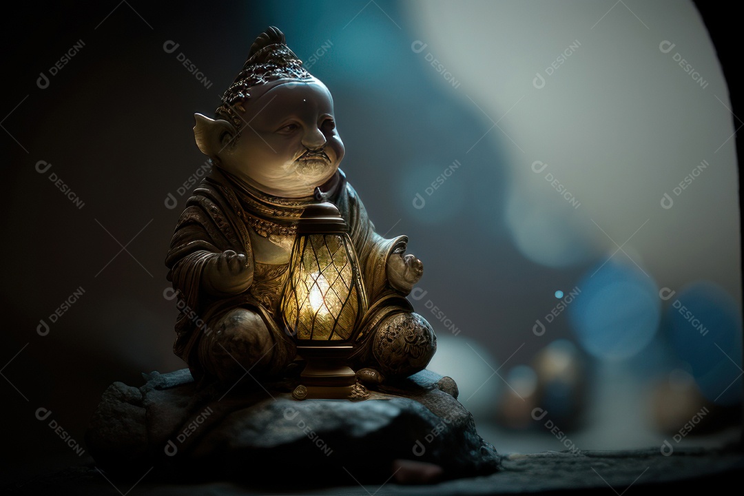 Linda escultura de buda sobre fundo isolado.