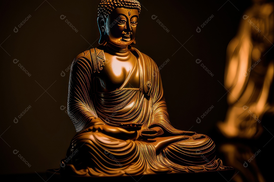 Linda escultura de buda sobre fundo isolado.