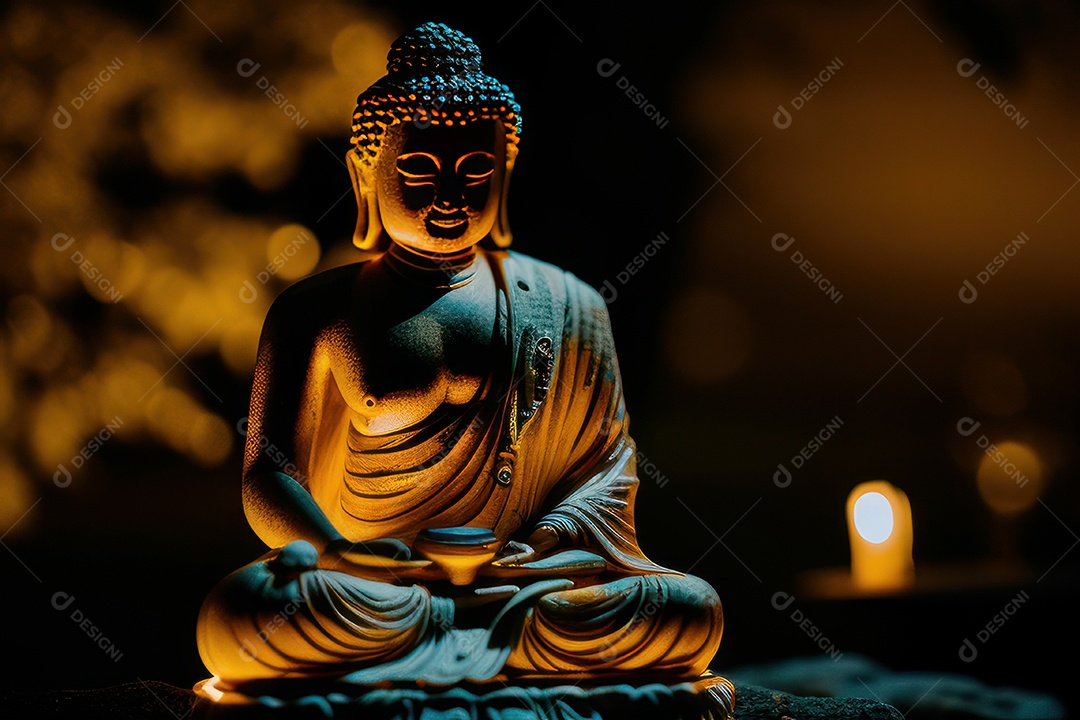 Linda escultura de buda sobre fundo isolado.