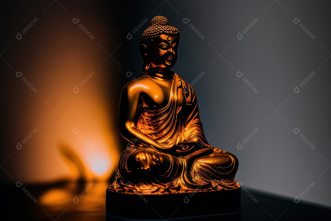 Linda escultura de buda sobre fundo isolado.