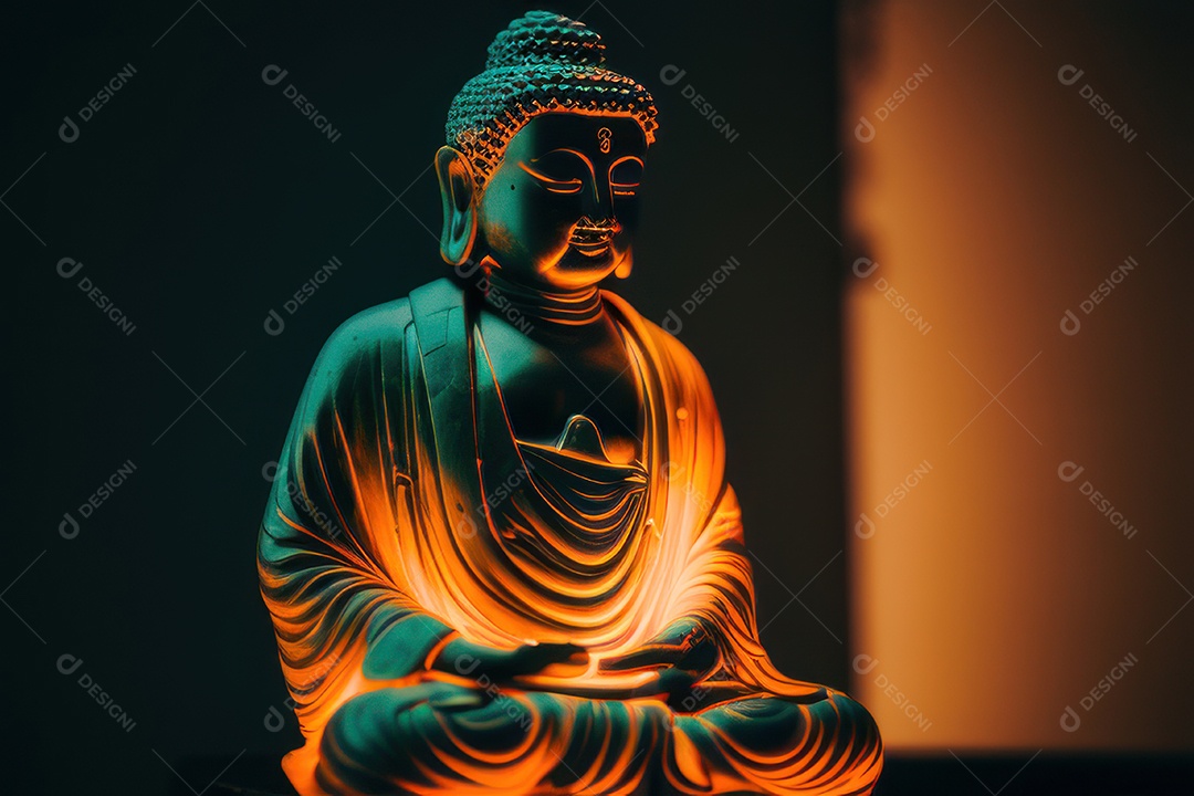 Linda escultura de buda sobre fundo isolado.