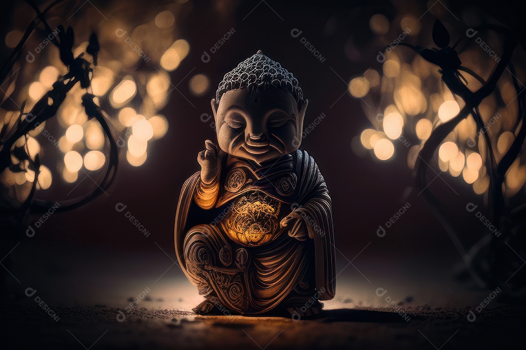 Linda escultura de buda sobre fundo isolado.