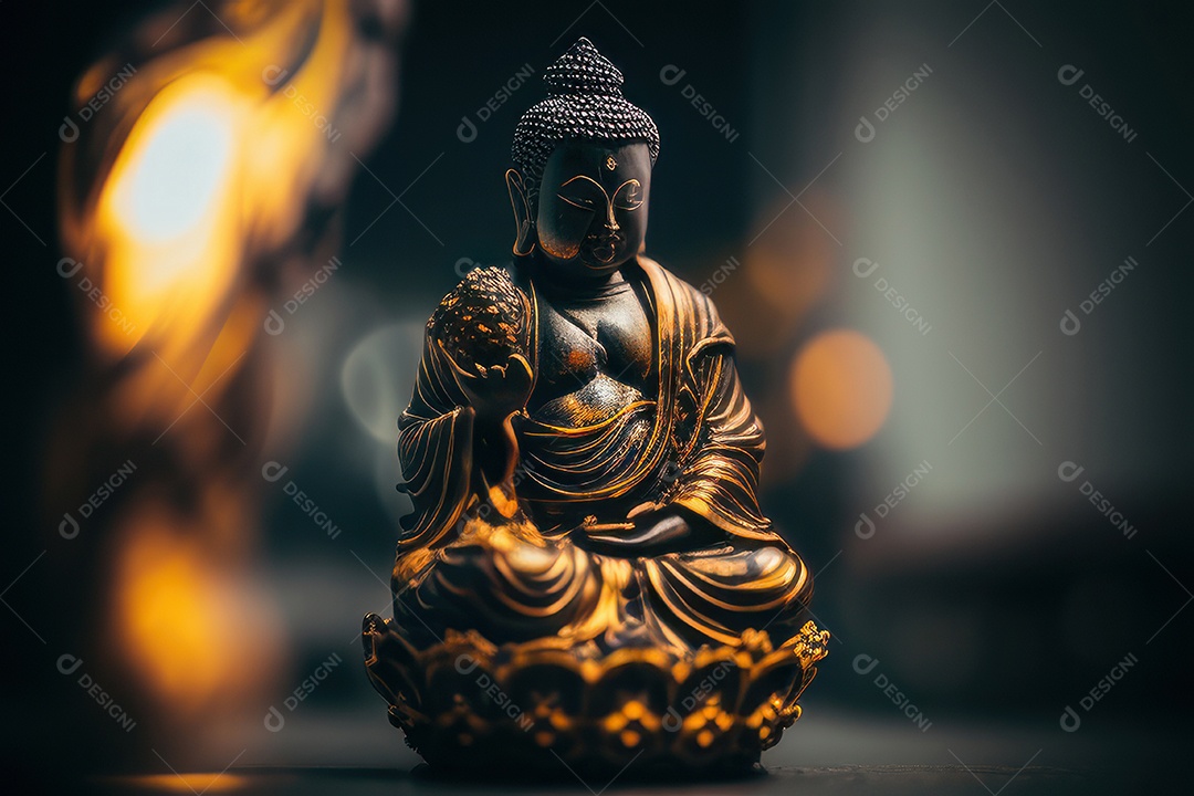 Linda escultura de buda sobre fundo isolado.