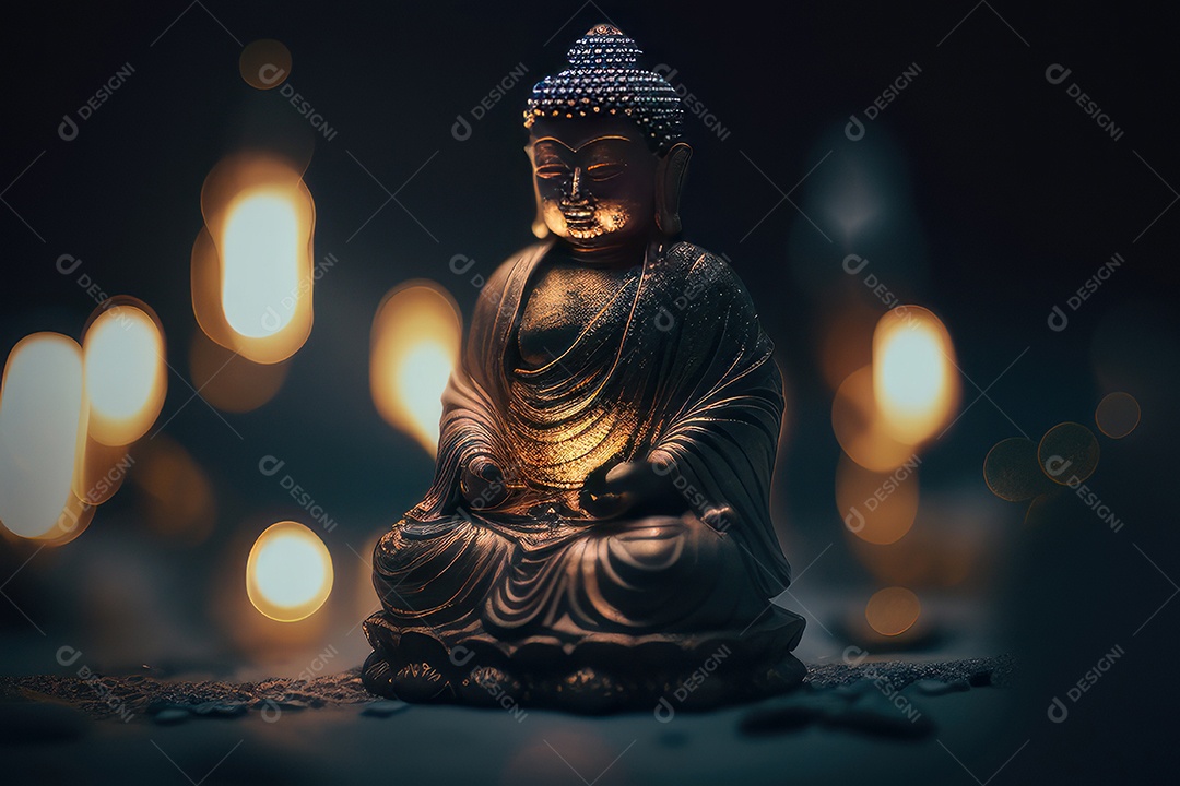 Linda escultura de buda sobre fundo isolado.