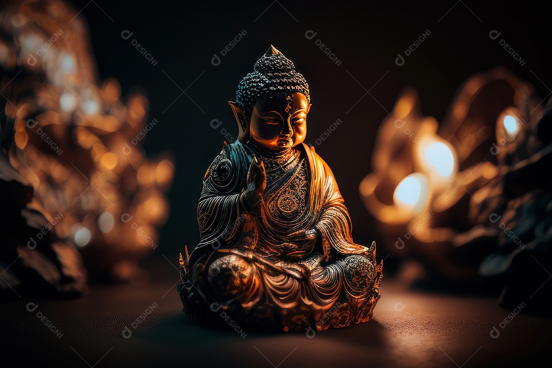 Linda escultura de buda sobre fundo isolado.