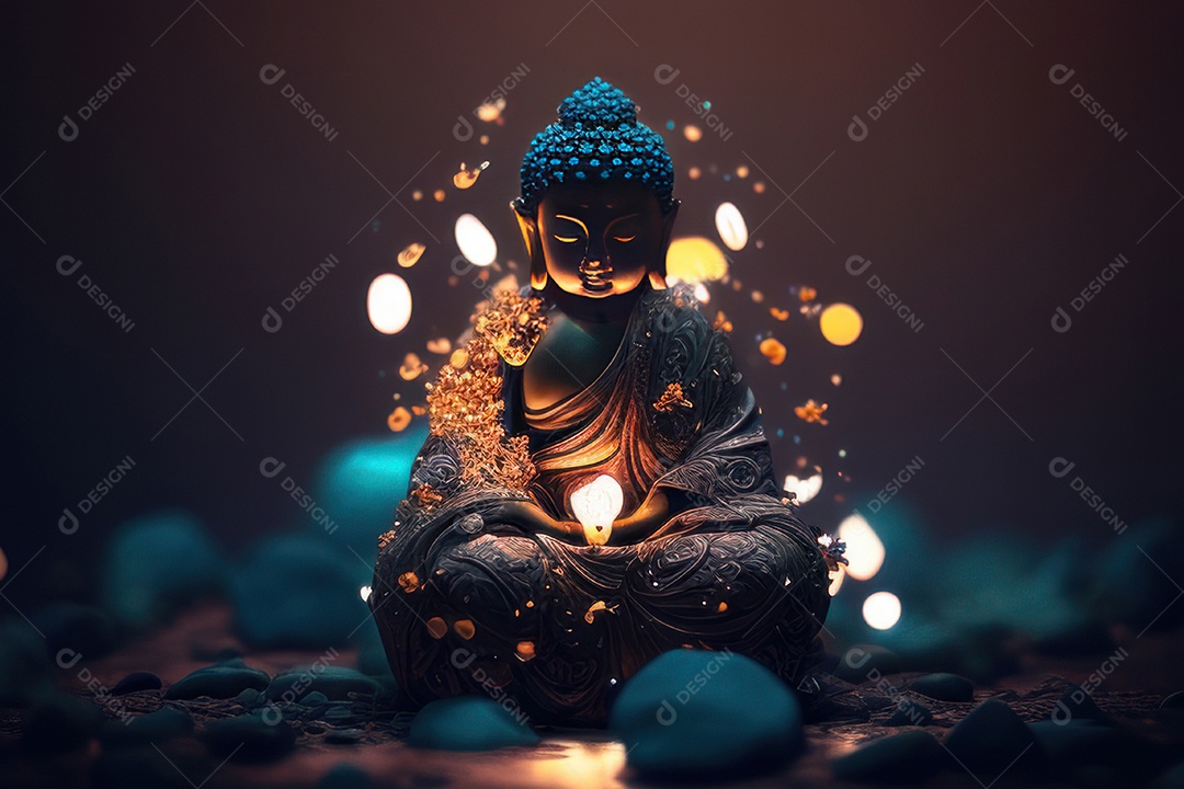 Linda escultura de buda sobre fundo isolado.