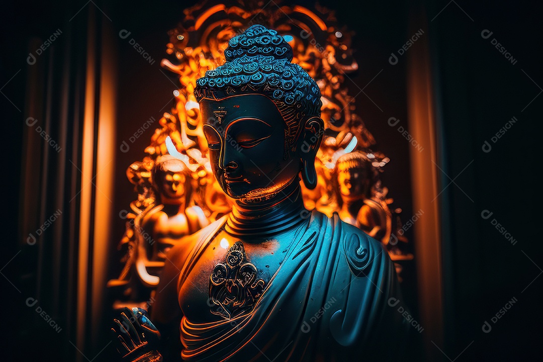 Linda escultura de buda sobre fundo isolado.