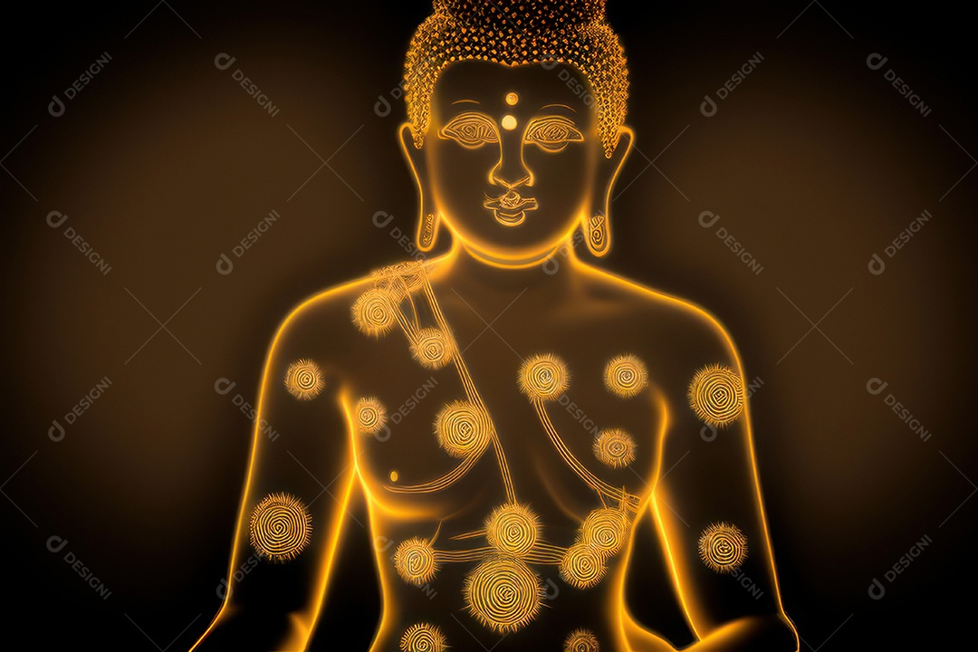 Linda escultura de buda sobre fundo isolado.