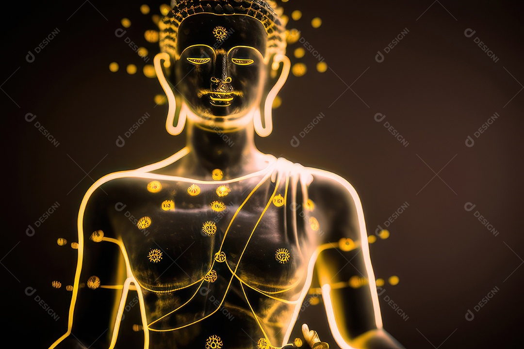 Linda escultura de buda sobre fundo isolado.