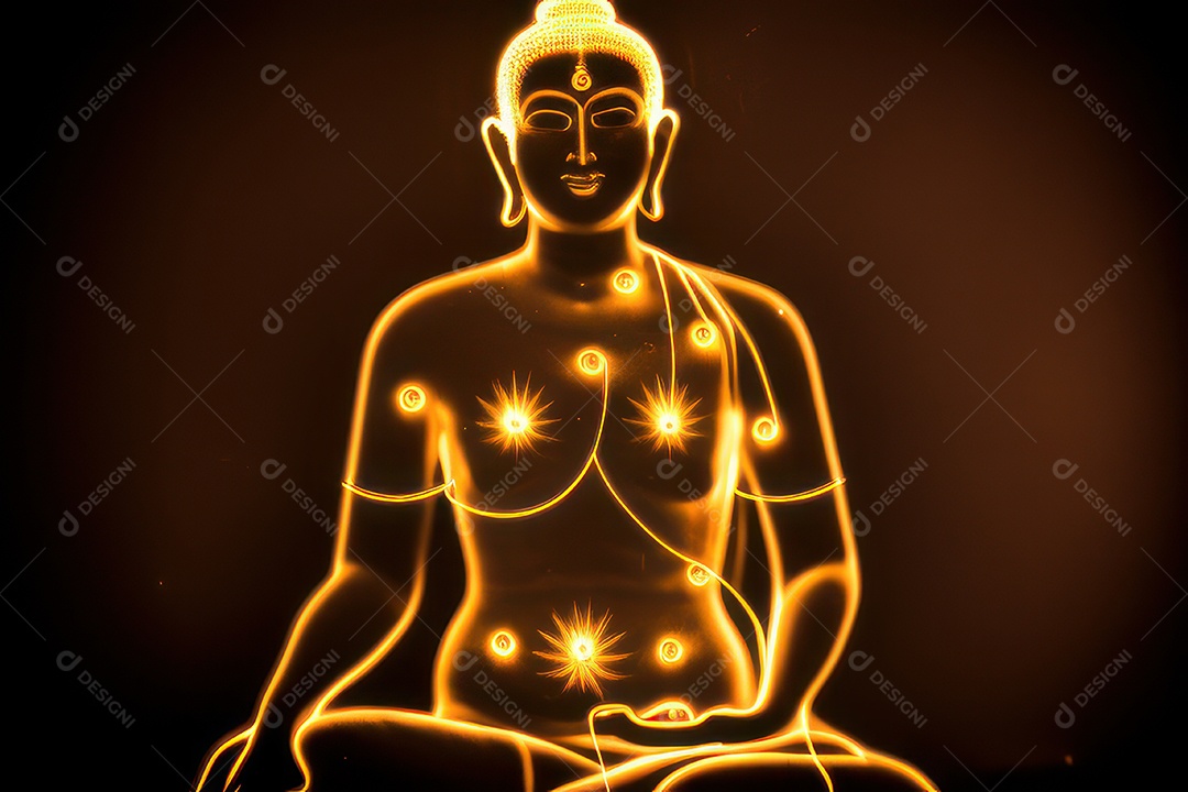 Linda escultura de buda sobre fundo isolado.