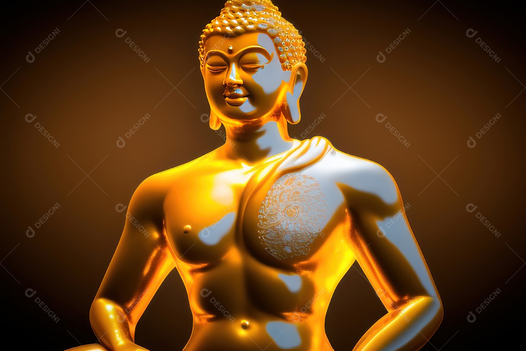 Linda escultura de buda sobre fundo isolado.