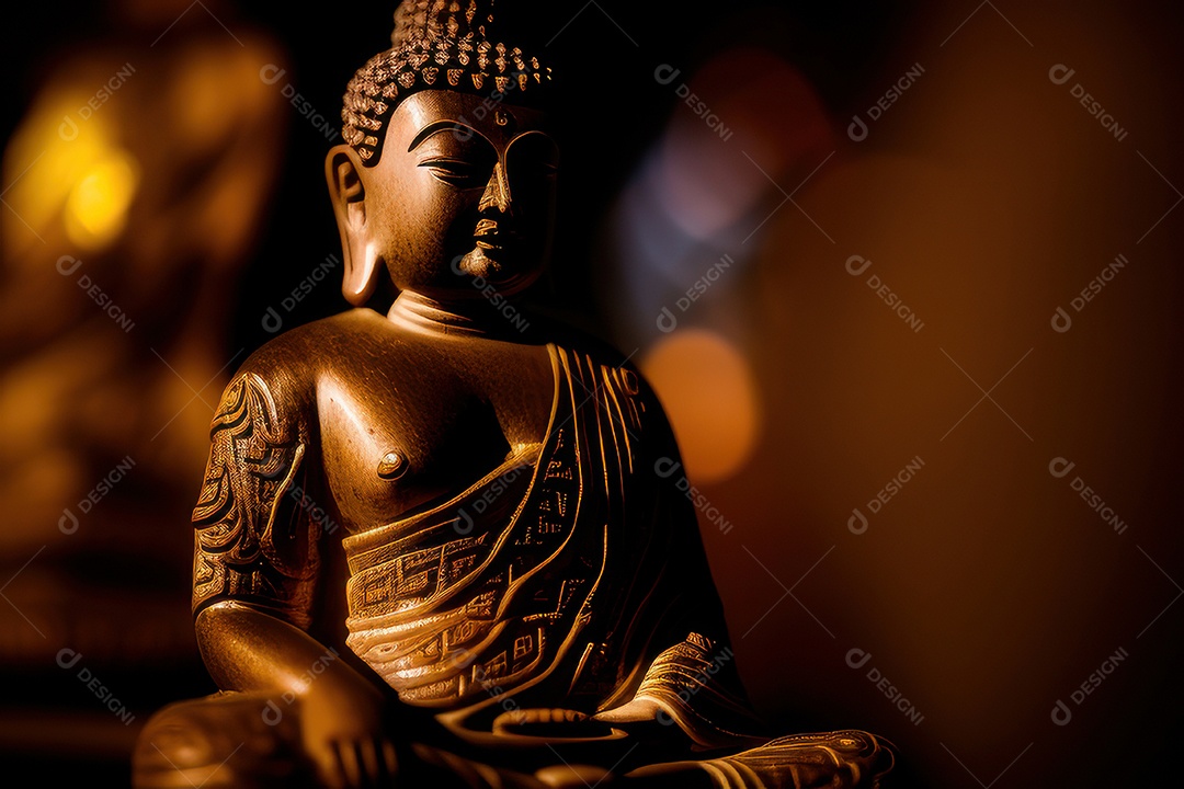 Linda escultura de buda sobre fundo isolado.