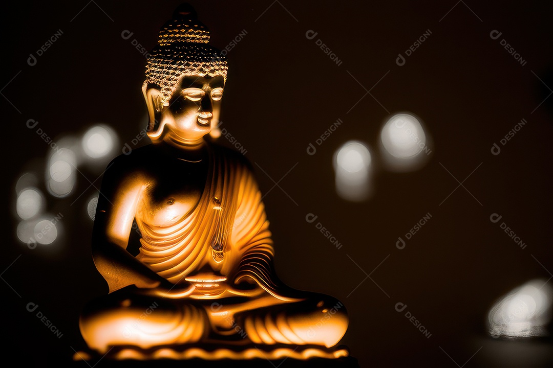 Linda escultura de buda sobre fundo isolado.