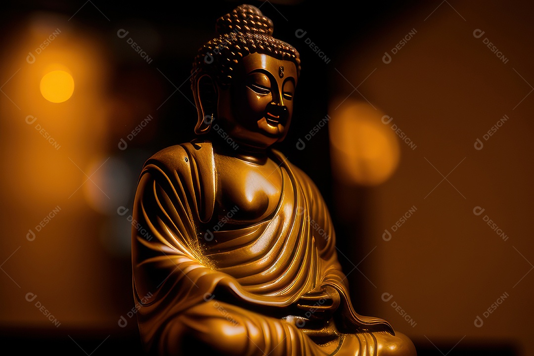 Linda escultura de buda sobre fundo isolado.