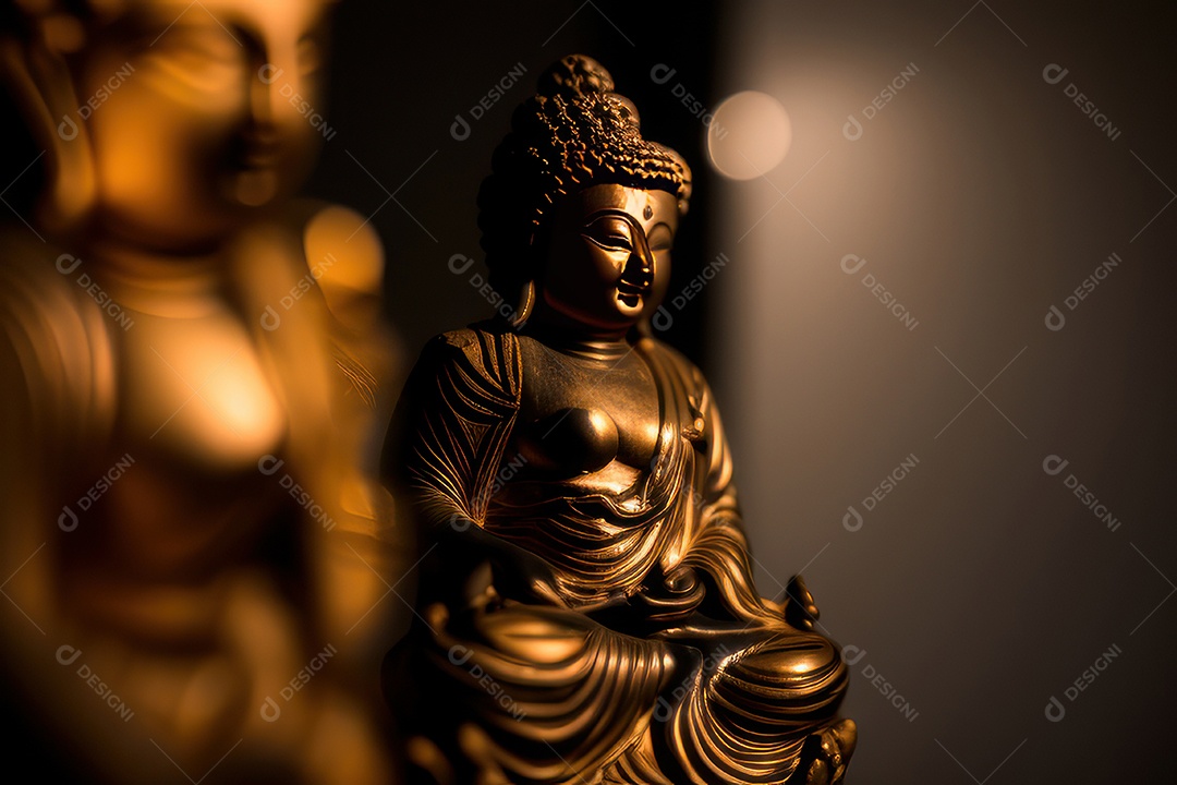 Linda escultura de buda sobre fundo isolado.