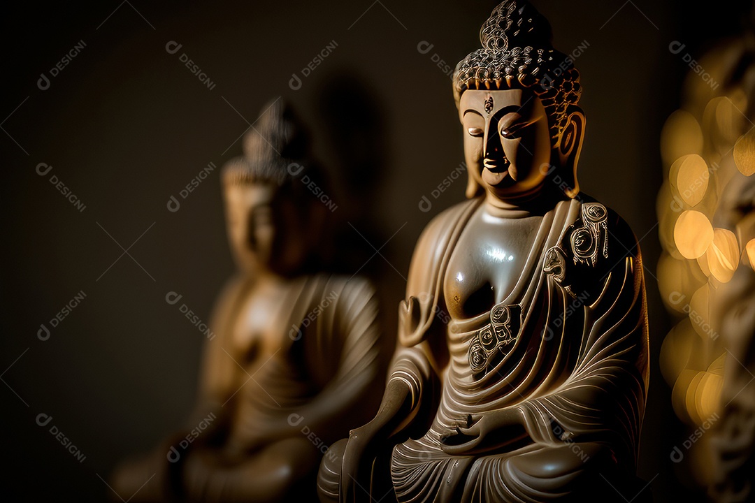 Linda escultura de buda sobre fundo isolado.