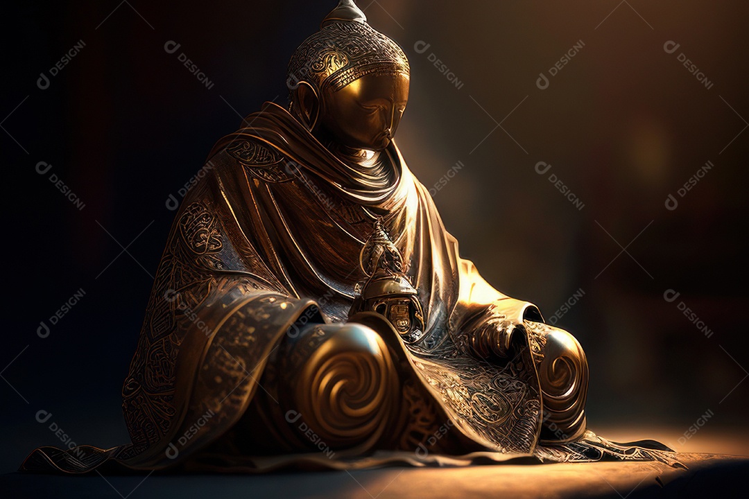 Linda escultura de buda sobre fundo isolado.