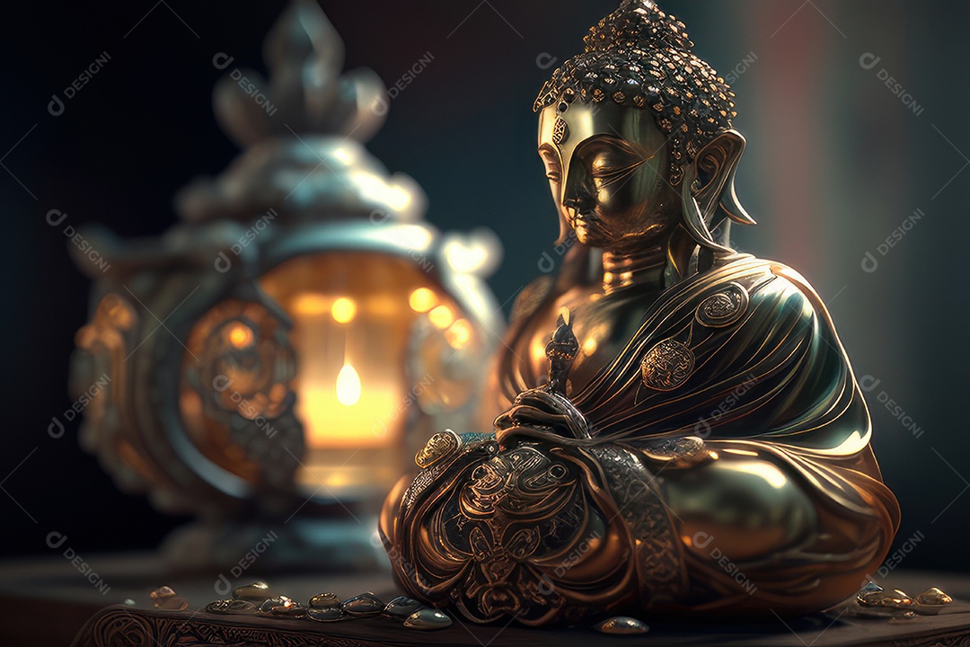 Linda escultura de buda sobre fundo isolado.