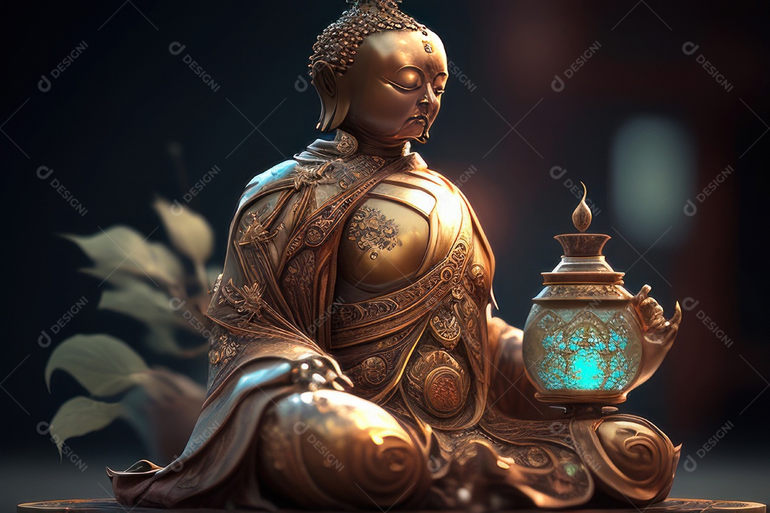 Linda escultura de buda sobre fundo isolado.