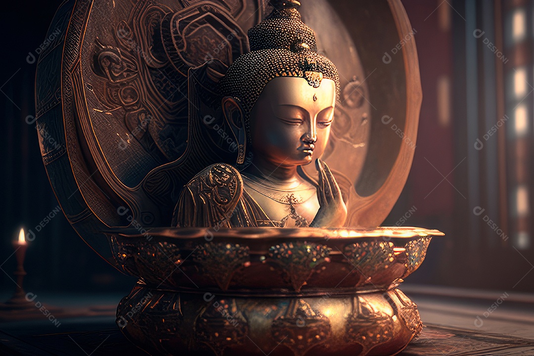 Linda escultura de buda sobre fundo isolado.