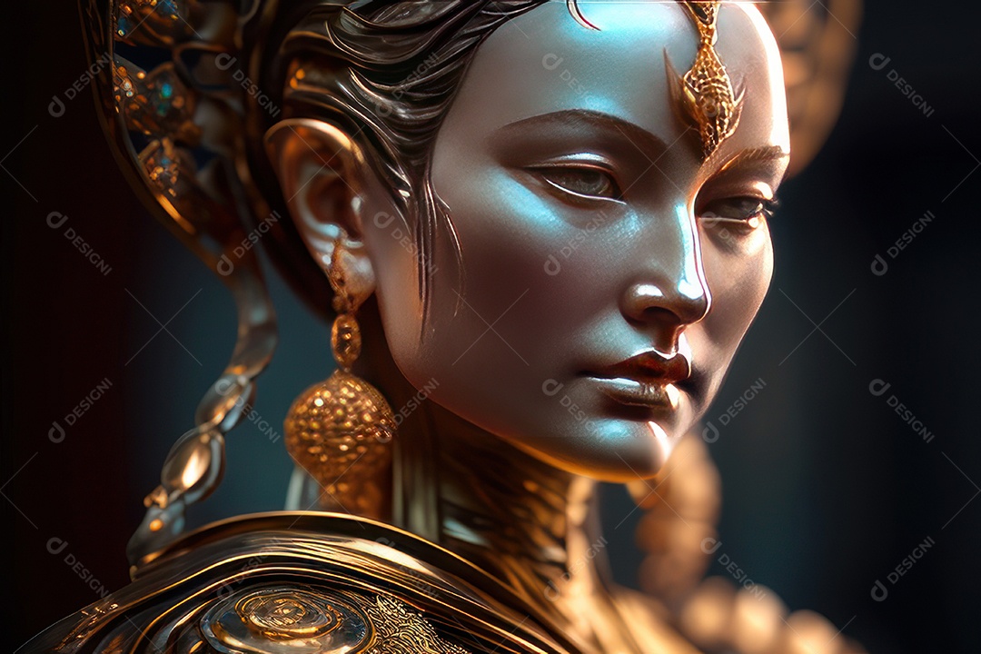 Linda escultura de buda sobre fundo isolado.