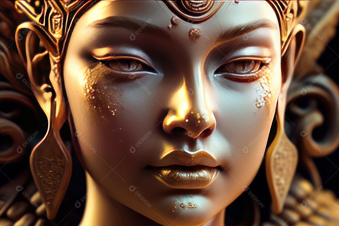 Linda escultura de buda sobre fundo isolado.