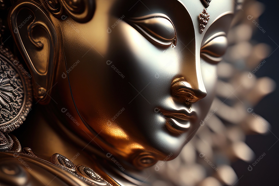 Linda escultura de buda sobre fundo isolado.