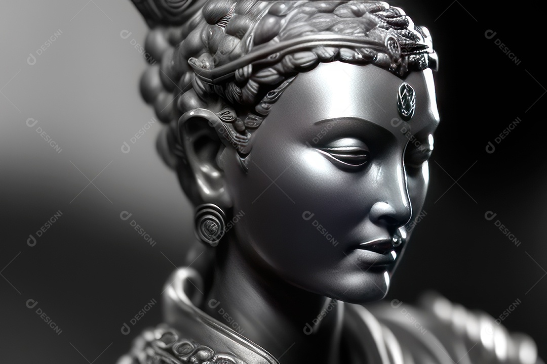 Linda escultura de buda sobre fundo isolado.