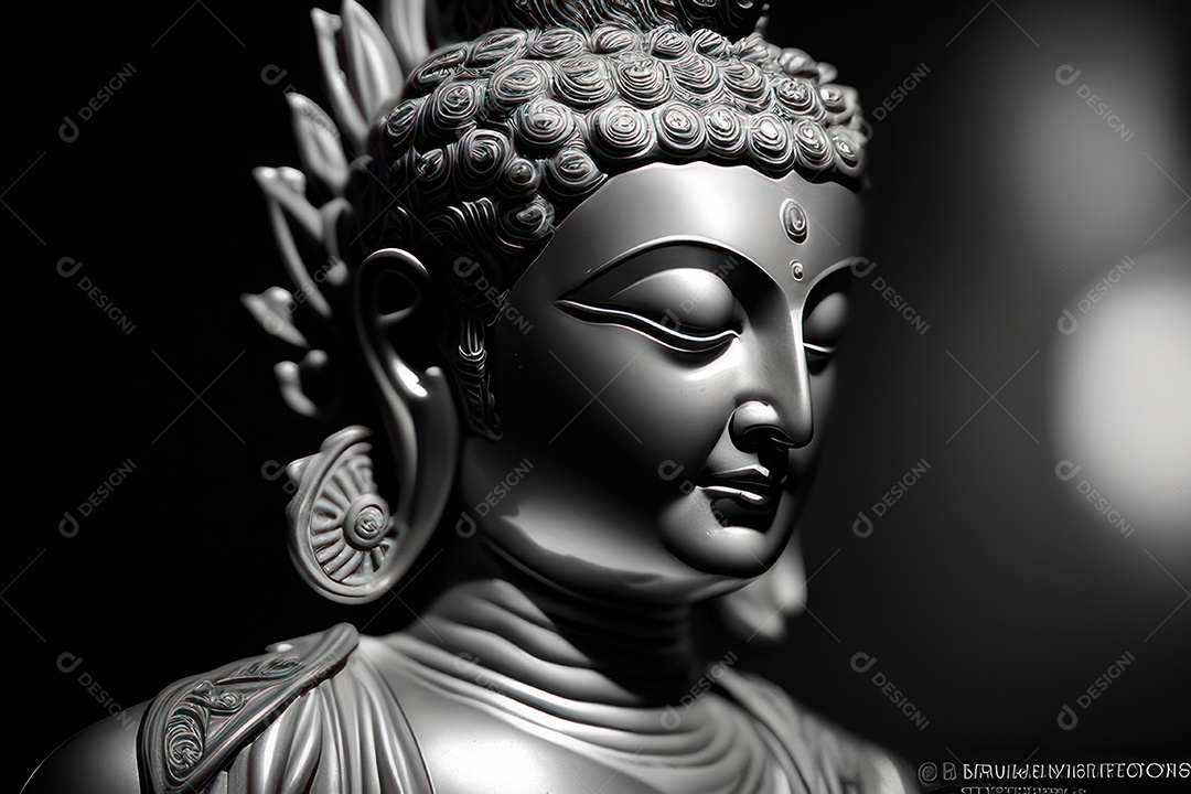 Linda escultura de buda sobre fundo isolado.