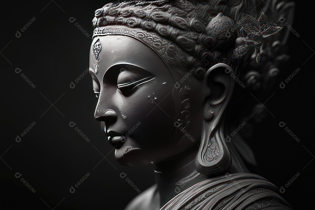 Linda escultura de buda sobre fundo isolado.