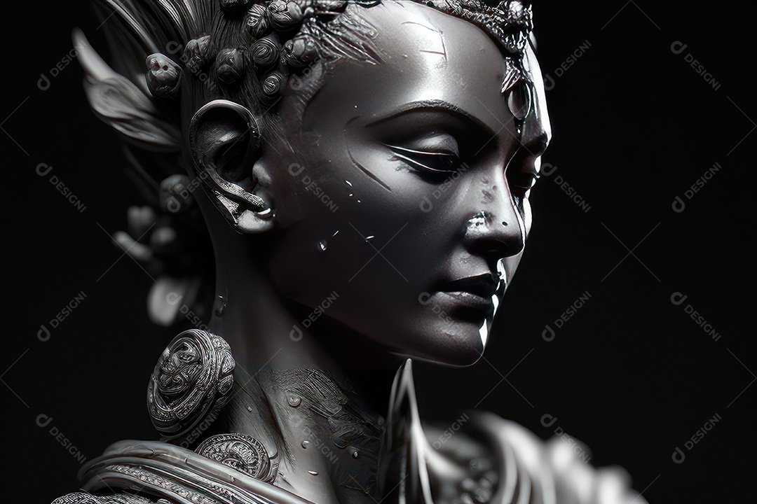 Linda escultura de buda sobre fundo isolado.