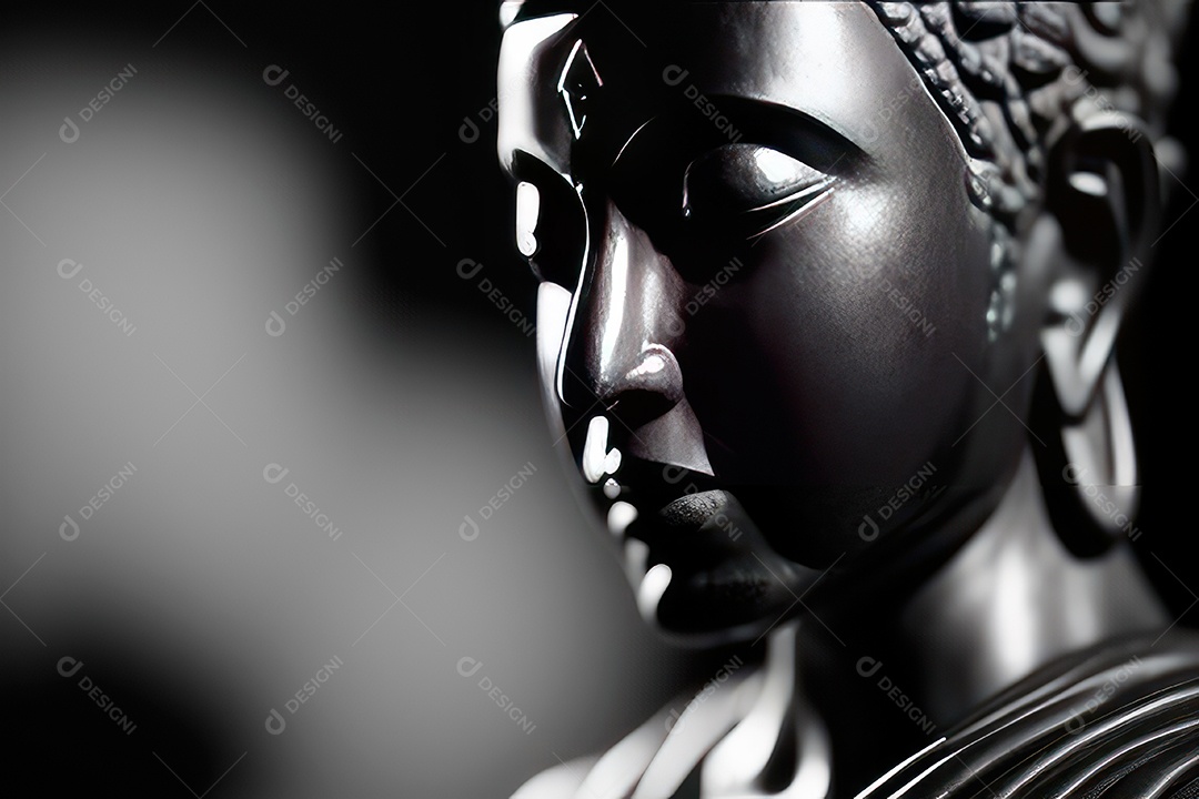 Linda escultura de buda sobre fundo isolado.