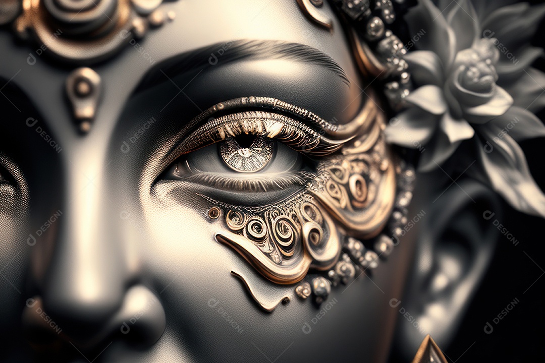 Linda escultura de buda sobre fundo isolado.