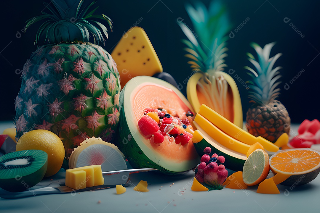 Frutas deliciosas frescas sobre fundo isolado