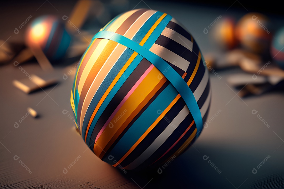 Ovo da páscoa colorido sobre uma mesa