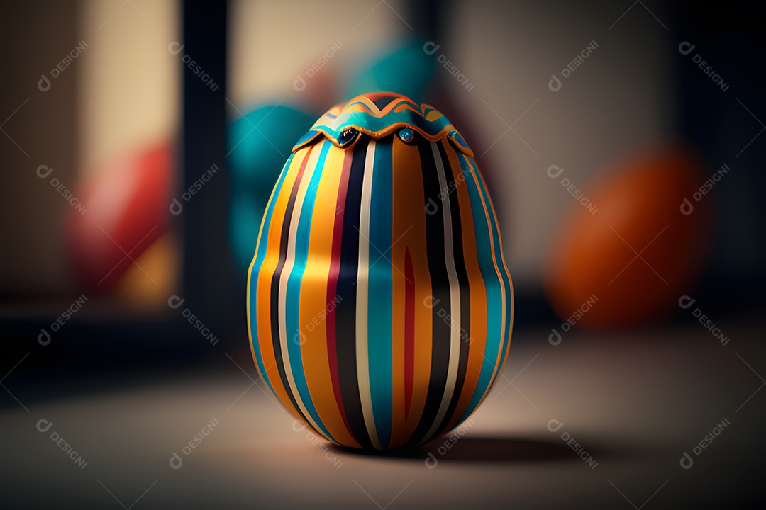 Ovo da páscoa colorido sobre uma mesa