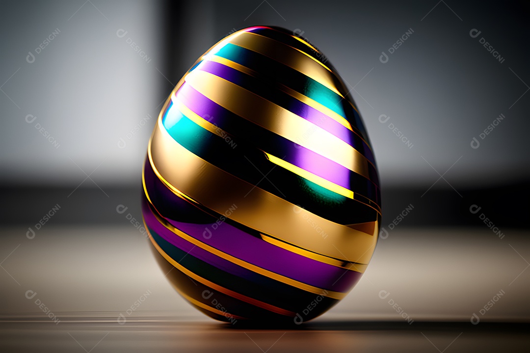 Ovo da páscoa colorido sobre uma mesa