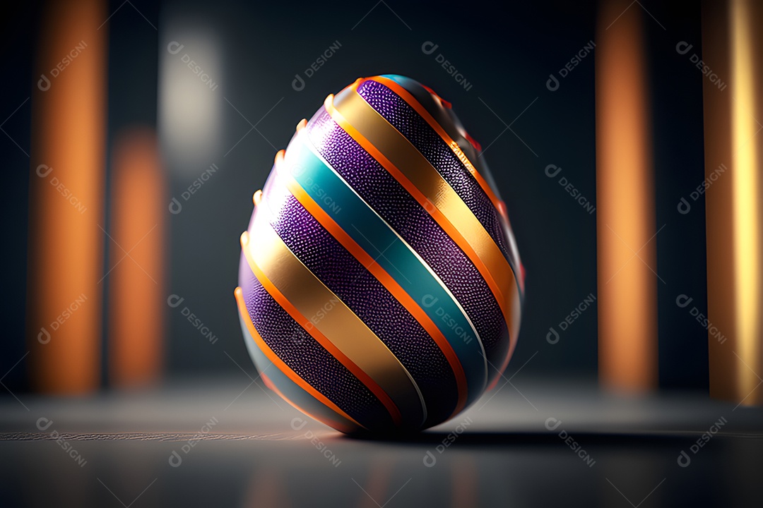 Ovo da páscoa colorido sobre uma mesa