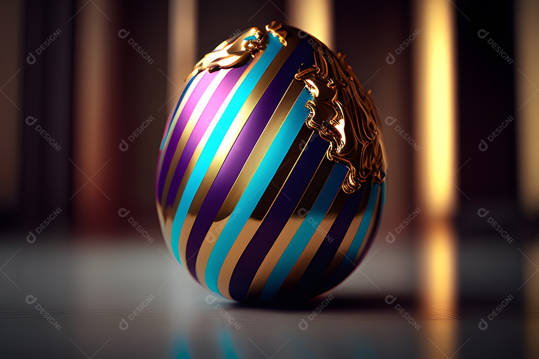 Ovo da páscoa colorido sobre uma mesa