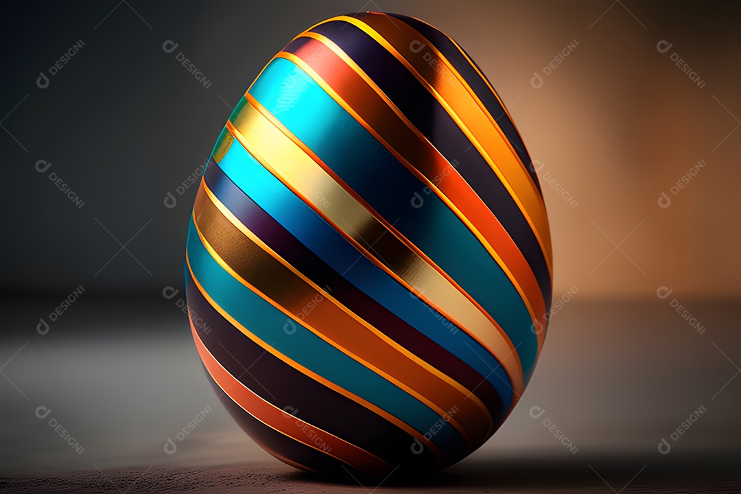 Ovo da páscoa colorido sobre uma mesa