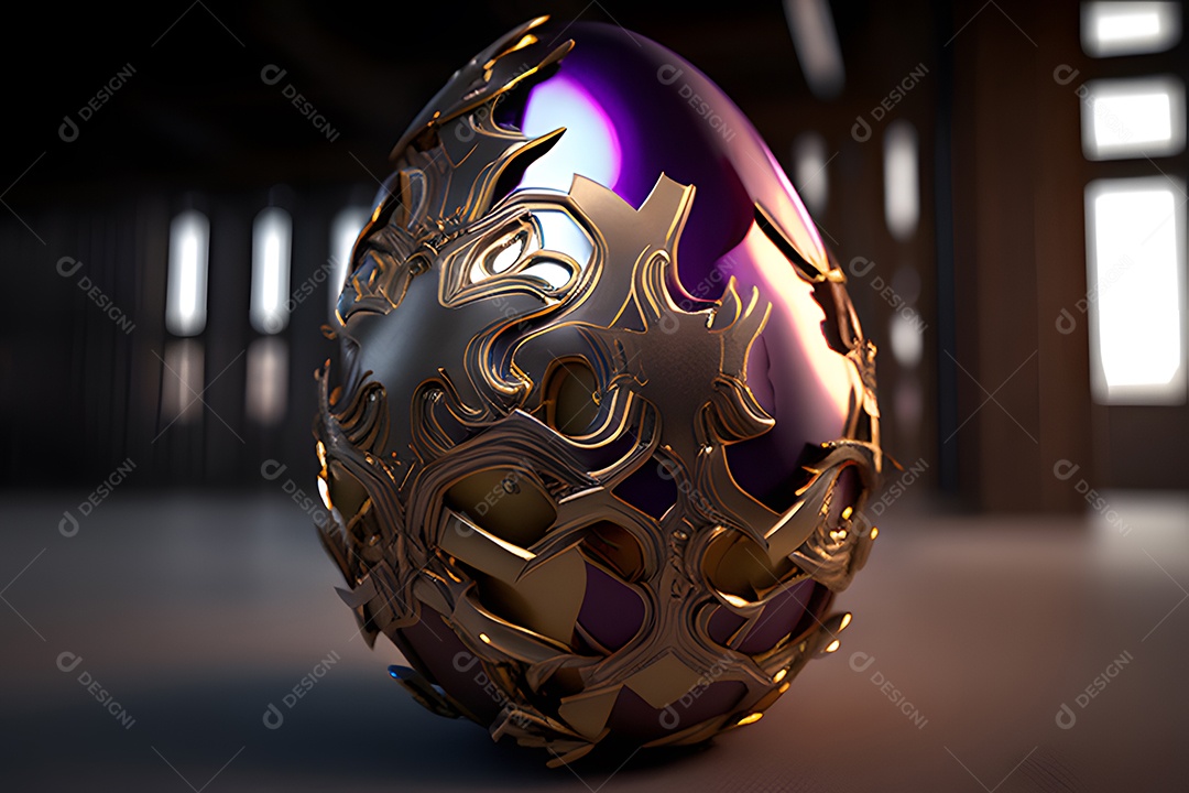 Ovo da páscoa colorido sobre uma mesa