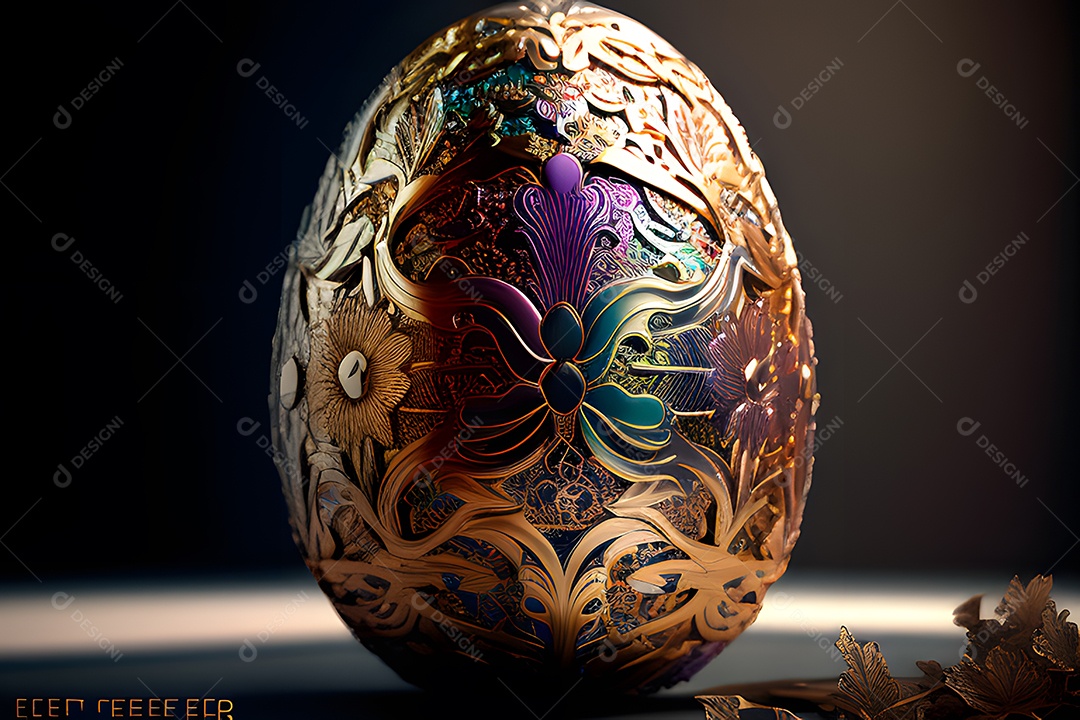 Ovo da páscoa colorido sobre uma mesa