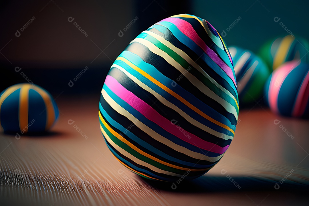 Ovo da páscoa colorido sobre uma mesa