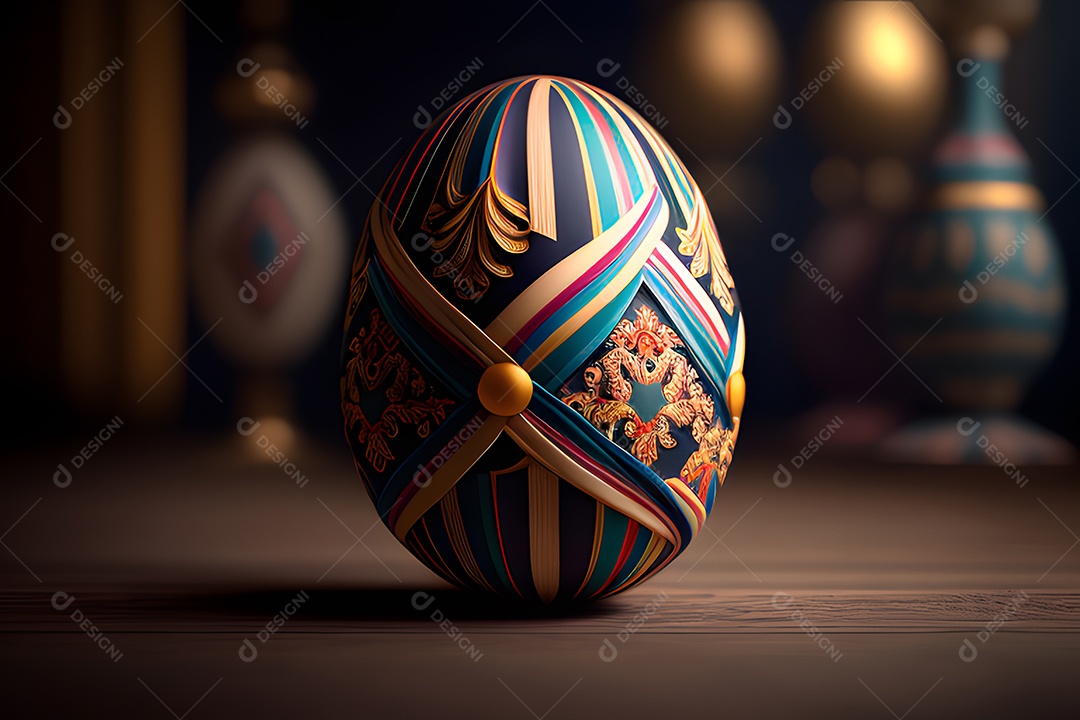 Ovo da páscoa colorido sobre uma mesa